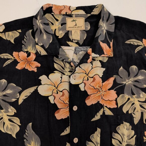 Jamaica Jaxx 100% Silk Sz XL Men's Tan AOP Floral Button Up Casual Hawaiian - Picture 4 of 10